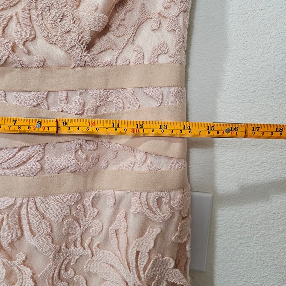 TADASHI SHOJI Women's Pink Scalloped Neck Lace Sheath Zip Cocktail Dress Sz 4 - Picture 12 of 13